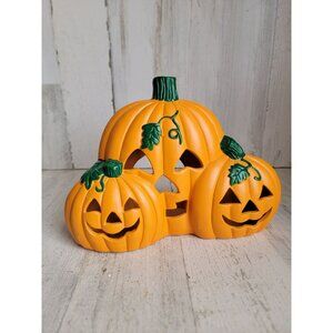 Ceramic tea light‎ candle pumpkin jack-o'-lantern Halloween home decor